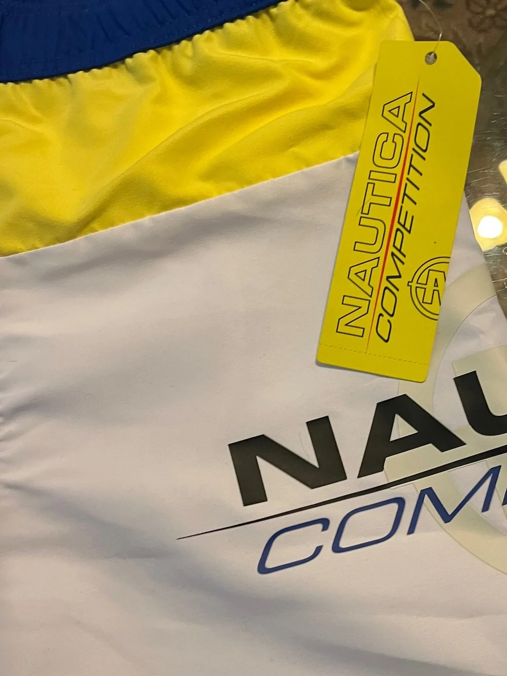 NWT Nautica Competition Swim Trunks Boys Colorblock Blue Yellow Board Shorts